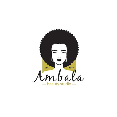 simsearch:400-09030418,k - Beauty studio and spa salon logo. Woman's head logotype. African style  vector barbershop logo. Stock Photo - Budget Royalty-Free & Subscription, Code: 400-09030418