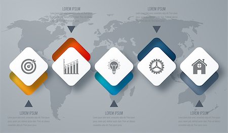 simsearch:400-07423002,k - Infographic template of square elements. Business concept with 5 options, steps, parts, segments. Vector banner for web, timeline infographics, workflow layout, diagram, chart, annual report Foto de stock - Super Valor sin royalties y Suscripción, Código: 400-09030480