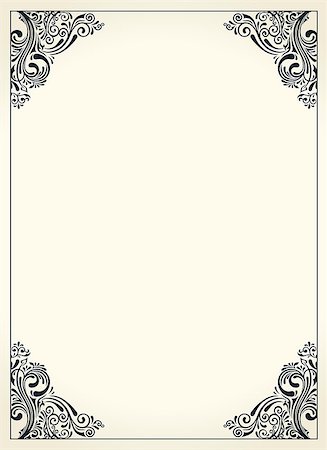 simsearch:400-05699632,k - Calligraphic vector border frame. Design template for wedding greeting card, invitation, menu, label. Graphic baroque page for book background Foto de stock - Super Valor sin royalties y Suscripción, Código: 400-09030543