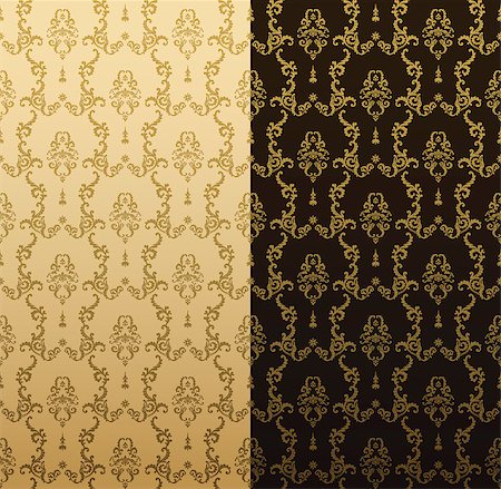 simsearch:400-04362491,k - Vector seamless gold pattern with art ornament set. Vintage elements for design in Victorian style. Ornamental lace tracery background. Ornate floral decor for wallpaper. Endless baroque texture Stockbilder - Microstock & Abonnement, Bildnummer: 400-09030558