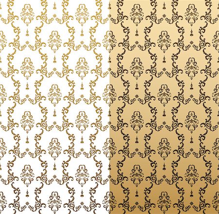 simsearch:400-04362491,k - Vector seamless gold pattern with art ornament set. Vintage elements for design in Victorian style. Ornamental lace tracery background. Ornate floral decor for wallpaper. Endless baroque texture Stockbilder - Microstock & Abonnement, Bildnummer: 400-09030559