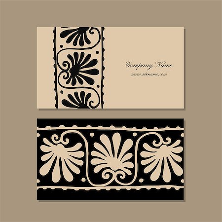 Business cards design, ethnic floral ornament. Vector illustration Stock Photo - Budget Royalty-Free & Subscription, Code: 400-09030748