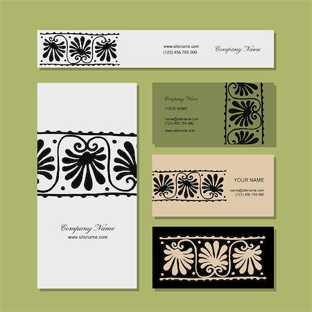 Business cards design, ethnic floral ornament. Vector illustration Stock Photo - Budget Royalty-Free & Subscription, Code: 400-09030749