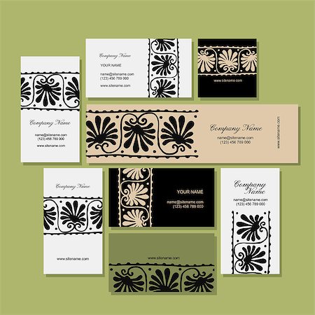 Business cards design, ethnic floral ornament. Vector illustration Stock Photo - Budget Royalty-Free & Subscription, Code: 400-09030750