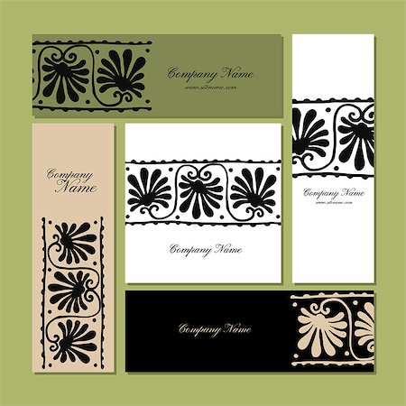 Business cards design, ethnic floral ornament. Vector illustration Stock Photo - Budget Royalty-Free & Subscription, Code: 400-09030751