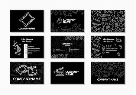 Vector set of creative business cards. Cards for movie, film maker, producer Stock Photo - Budget Royalty-Free & Subscription, Code: 400-09030917