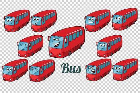 simsearch:400-08162481,k - bus autobus collection set neutral background. Comic book cartoon pop art retro color illustration drawing Stock Photo - Budget Royalty-Free & Subscription, Code: 400-09030941