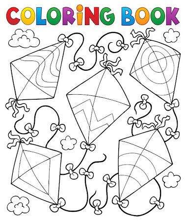 simsearch:400-06327777,k - Coloring book flying kites - eps10 vector illustration. Foto de stock - Super Valor sin royalties y Suscripción, Código: 400-09031099