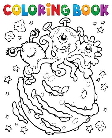 simsearch:400-08047776,k - Coloring book three aliens on planet - eps10 vector illustration. Foto de stock - Royalty-Free Super Valor e Assinatura, Número: 400-09031115