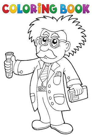 simsearch:400-08932702,k - Coloring book scientist theme 1 - eps10 vector illustration. Photographie de stock - Aubaine LD & Abonnement, Code: 400-09031111