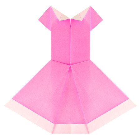simsearch:400-09170569,k - Beautiful summery pink dress of origami, isolated on white background. Foto de stock - Super Valor sin royalties y Suscripción, Código: 400-09031178