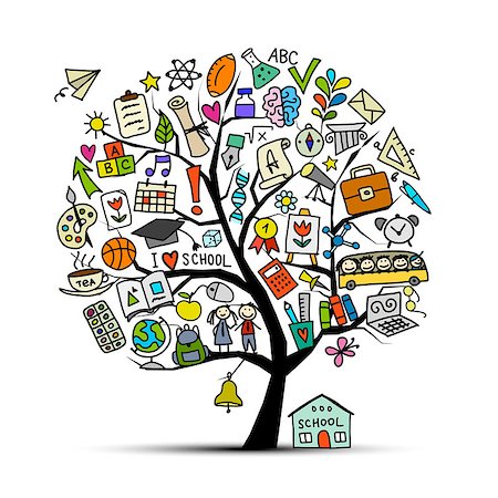 simsearch:400-07296734,k - Back to school, art tree for your design Vector illustration Stock Photo - Budget Royalty-Free & Subscription, Code: 400-09031377