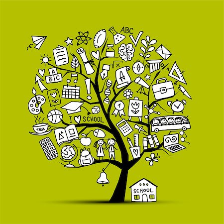 simsearch:400-04109169,k - Back to school, art tree for your design Vector illustration Foto de stock - Royalty-Free Super Valor e Assinatura, Número: 400-09031378