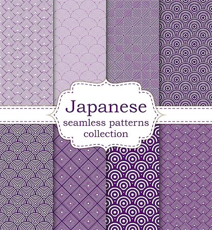 simsearch:400-09029281,k - 10 different Japanese asian traditional seamless patterns, Swatches, vector, Endless texture can be used for wallpaper, web page, background, surface. vector illustration Stockbilder - Microstock & Abonnement, Bildnummer: 400-09031566