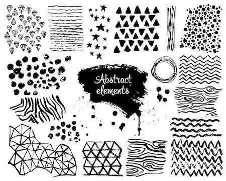 Set of hand drawn design elements. Vector collection of black ink abstract textures. Stock Photo - Budget Royalty-Free & Subscription, Code: 400-09031586