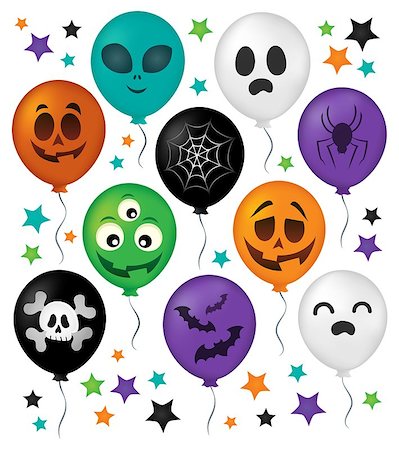 simsearch:400-04628743,k - Halloween balloons theme set 1 - eps10 vector illustration. Fotografie stock - Microstock e Abbonamento, Codice: 400-09031774