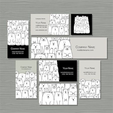 simsearch:400-09031869,k - Business cards design, polar bears family. Vector illustration Stockbilder - Microstock & Abonnement, Bildnummer: 400-09031871