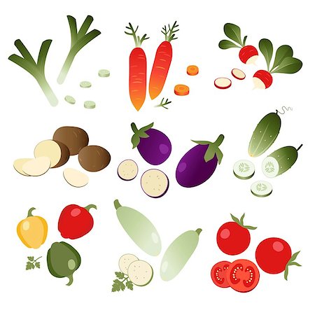 simsearch:400-09050960,k - Set of vegetables on white background. eps 10 Foto de stock - Super Valor sin royalties y Suscripción, Código: 400-09032084