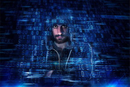 Hidden identity of a hacker with a man with hoodie Stock Photo - Budget Royalty-Free & Subscription, Code: 400-09032135