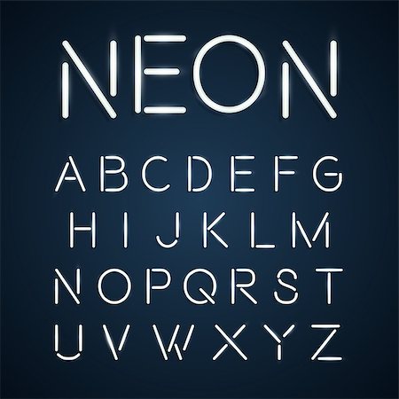 simsearch:400-08263009,k - Neon font city text, Night Alphabet, Vector illustration Photographie de stock - Aubaine LD & Abonnement, Code: 400-09032252