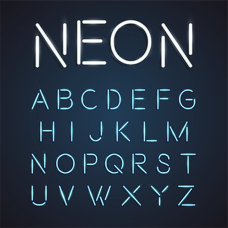 simsearch:400-08263009,k - Neon font city text, Night Alphabet, Vector illustration Photographie de stock - Aubaine LD & Abonnement, Code: 400-09032253