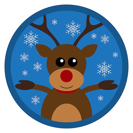 simsearch:400-07115285,k - Christmas funny deer flat design. Vector illustration Stock Photo - Budget Royalty-Free & Subscription, Code: 400-09032266