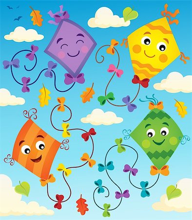 simsearch:400-06327777,k - Happy flying kites thematic image 1 - eps10 vector illustration. Foto de stock - Super Valor sin royalties y Suscripción, Código: 400-09032278