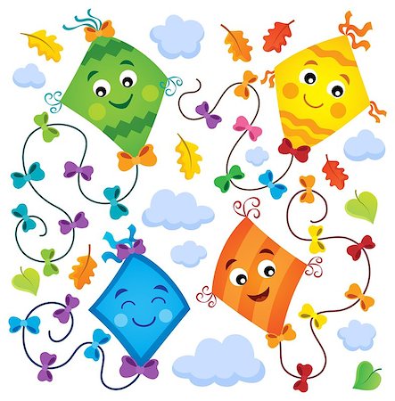 simsearch:400-05686867,k - Happy flying kites thematic set 1 - eps10 vector illustration. Stock Photo - Budget Royalty-Free & Subscription, Code: 400-09032279