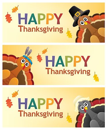 Happy Thanksgiving banners 1 - eps10 vector illustration. Stock Photo - Budget Royalty-Free & Subscription, Code: 400-09032280