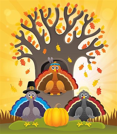 Thanksgiving turkeys thematic image 2 - eps10 vector illustration. Stock Photo - Budget Royalty-Free & Subscription, Code: 400-09032321