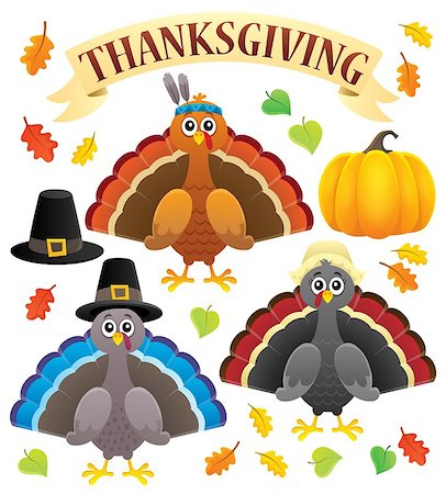 Thanksgiving turkeys thematic set 1 - eps10 vector illustration. Stock Photo - Budget Royalty-Free & Subscription, Code: 400-09032323