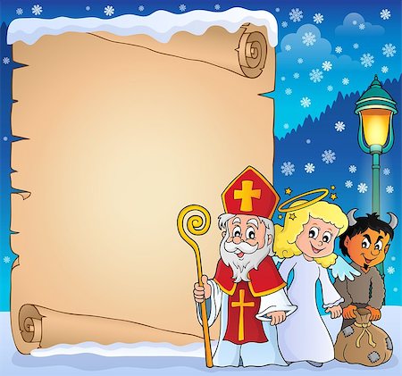 Saint Nicholas Day thematic parchment 3 - eps10 vector illustration. Stock Photo - Budget Royalty-Free & Subscription, Code: 400-09032368