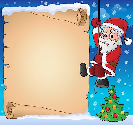 simsearch:400-08199504,k - Climbing Santa Claus theme parchment 2 - eps10 vector illustration. Stock Photo - Budget Royalty-Free & Subscription, Code: 400-09032466