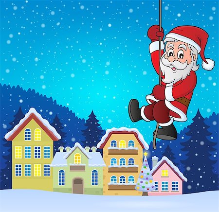Climbing Santa Claus theme image 5 - eps10 vector illustration. Stock Photo - Budget Royalty-Free & Subscription, Code: 400-09032460