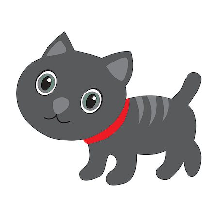 simsearch:400-08531223,k - Cute gray cat with stripes on white. Vector illustration Photographie de stock - Aubaine LD & Abonnement, Code: 400-09032515