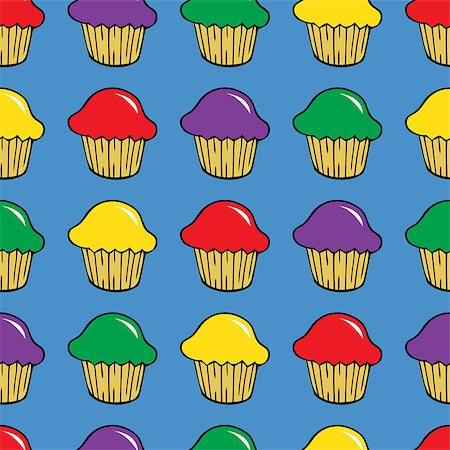 simsearch:400-09108602,k - Bright cream cupcake seamless pattern. Vector illustration Stock Photo - Budget Royalty-Free & Subscription, Code: 400-09032518