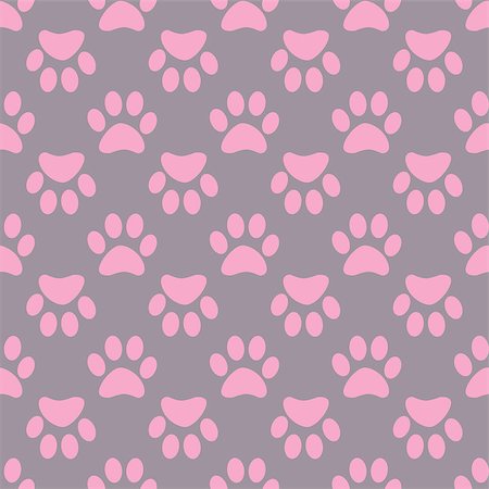 simsearch:400-04327046,k - Animal paw seamless gray pink pattern. Vector illustration Photographie de stock - Aubaine LD & Abonnement, Code: 400-09032577