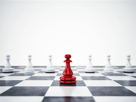 Red pawn differ from the mass. Concept of uniqueness and leadership. 3D Rendering Stock Photo - Budget Royalty-Free & Subscription, Code: 400-09032686