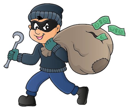 simsearch:400-05729571,k - Thief with bag of money theme 1 - eps10 vector illustration. Stock Photo - Budget Royalty-Free & Subscription, Code: 400-09032735