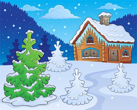 Winter cottage theme image 2 - eps10 vector illustration. Stock Photo - Budget Royalty-Free & Subscription, Code: 400-09032738