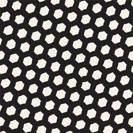 Seamless black and white pattern with hexagon lattice. Creative monochrome hand drawn honeycomb background. Stylish abstract paintbrush design Stock Photo - Budget Royalty-Free & Subscription, Code: 400-09045525