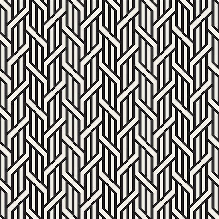 simsearch:400-08415945,k - Vector Seamless Pattern. Modern Stylish Interlacing Lines Texture. Geometric Striped Ornament. Monochrome Linear Braids Stockbilder - Microstock & Abonnement, Bildnummer: 400-09045558