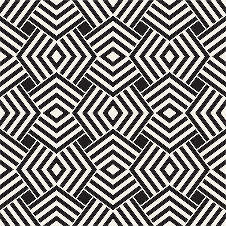 simsearch:400-09045556,k - Geometric Ornament With Striped Interlacing Rhombuses. Vector Seamless Monochrome Pattern. Modern Stylish Texture. Stockbilder - Microstock & Abonnement, Bildnummer: 400-09045563