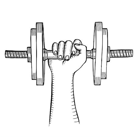 frescomovie (artist) - Arm muscle with dumbbell sketch icon for web and mobile. Hand drawn vector dark gray icon on light gray background. Stock Photo - Budget Royalty-Free & Subscription, Code: 400-09045601