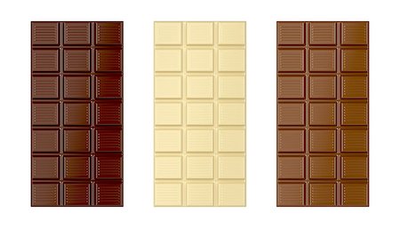 White, brown and dark chocolate bars, isolated on white background Stock Photo - Budget Royalty-Free & Subscription, Code: 400-09045724