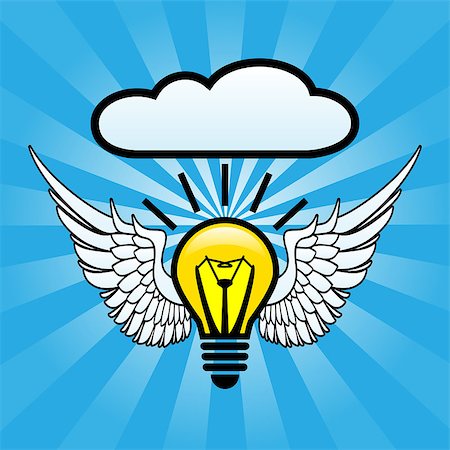 simsearch:400-07615290,k - Illustration of bulb with wings as a symbol of ideas. Stock Photo - Budget Royalty-Free & Subscription, Code: 400-09045853