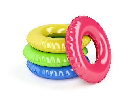 simsearch:400-08250893,k - Group of swim rings with different colors on white background Stockbilder - Microstock & Abonnement, Bildnummer: 400-09045872