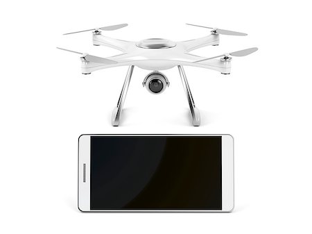 simsearch:400-07919829,k - Smartphone with blank display and drone on white background Foto de stock - Super Valor sin royalties y Suscripción, Código: 400-09046078