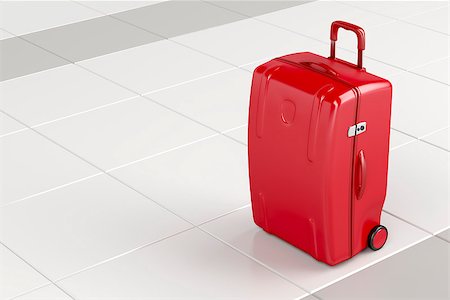 simsearch:400-07262064,k - Red travel bag on tile floor Stock Photo - Budget Royalty-Free & Subscription, Code: 400-09046144