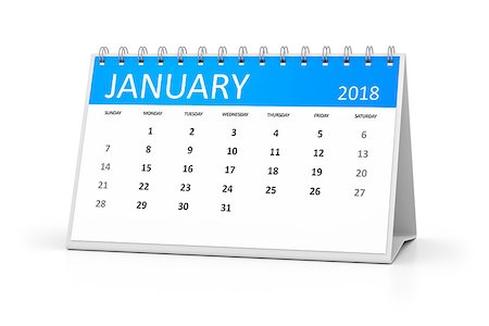 simsearch:400-08072406,k - 3d rendering of a table calendar for your events 2018 january Stock Photo - Budget Royalty-Free & Subscription, Code: 400-09046156